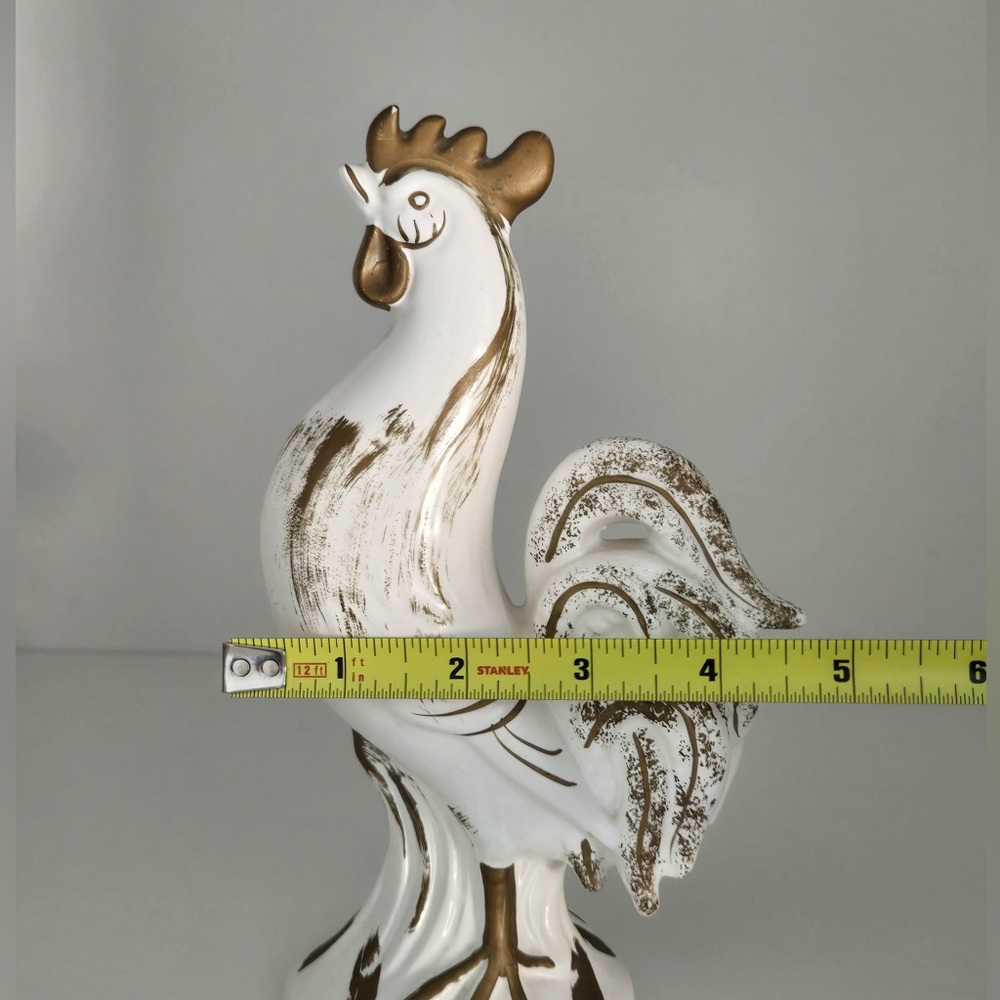Vintage NAPCO Japan Ceramic Rooster Figurine White Gold Farmhouse Decor 7.5” - Picture 8 of 10